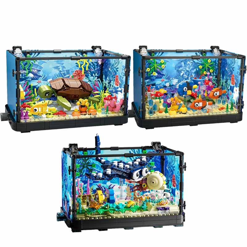 Marine Aquarium - Işıklı Balık Tankı Yapım Blokları Seti,